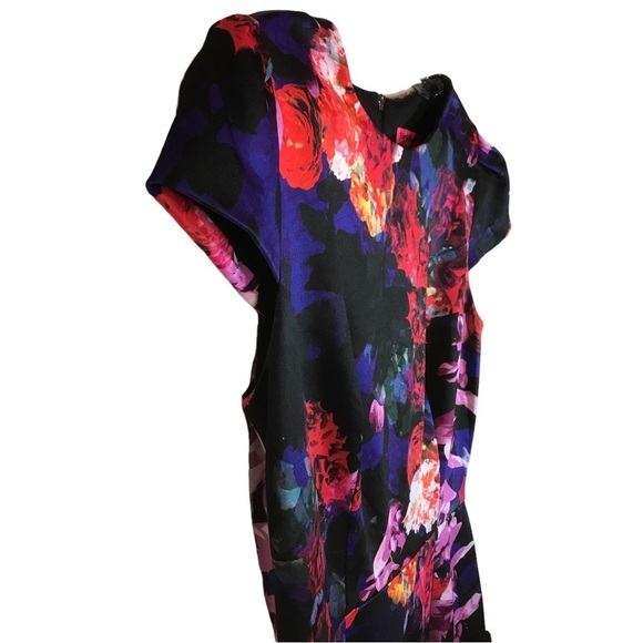 Betsey Johnson women’s midi length floral dress size 6 cap sleeve fully lined - Picture 3 of 13